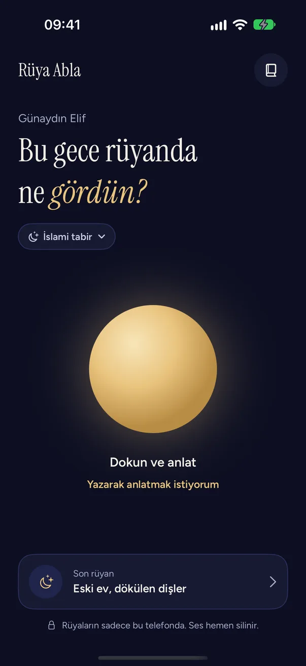 Rüya Abla ana ekranı